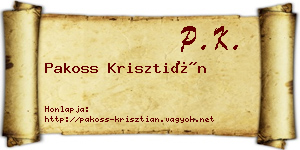 Pakoss Krisztián névjegykártya